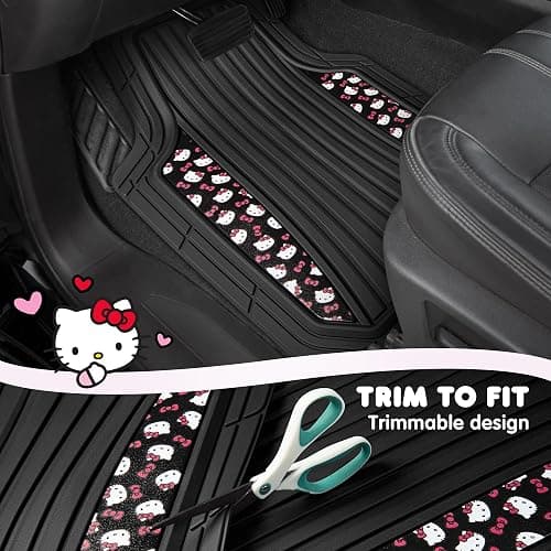 Hello Kitty Car Mats 4pc Floor Mats for Cars Trucks SUVs Black Car Floor Mats for Women Men Accessories Rubber Heavy Duty Cute Non-Slip Always Front Rear Hello Kitty Cars Accessories Black/Red thumbnail 4