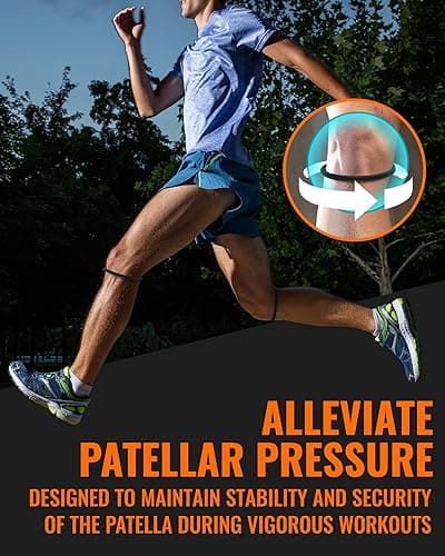 GREBIKE 2PCS Patellar Tendon Support Strap for Knee Pain Relief, Keen Bands for Basketball, Running, Tennis, Soccer and Hiking, Silicone Patella Band for Women and Men, Includes Storage Bag (Black) - Medium - Black - 2 thumbnail 7