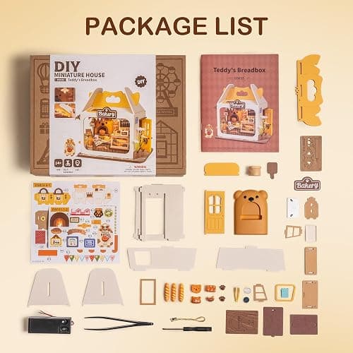 Wowood DIY Mini House Building Teddy Miniature Kit Breadbox, Miniverse Lifestyle Bookshelf Decoration, Cute Craft Kits for Women or Girls 14+, Kawaii Gifts Hobbies for Crafters (Teddy's Breadbox) thumbnail 8