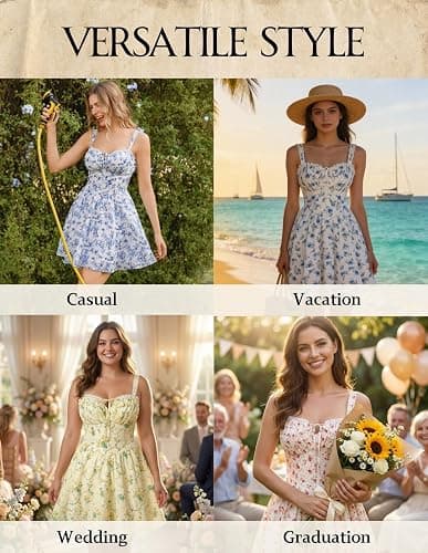 Scarlet Darkness Floral Corset Dress Sundresses for Women 2026 Summer Mini Graduation Dress thumbnail 6