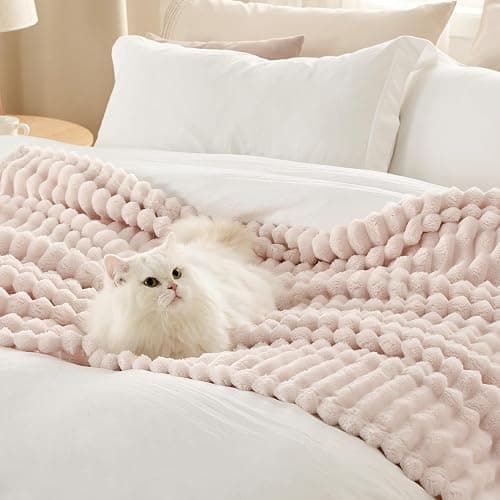 Bedsure Living Room Decor Home Crystal Pink Throw Blanket Gifts for Women Men, Soft Fluffy Fleece Cozy Fuzzy Plush Warm Couch Bed Blanket, Bedroom Spring Decor Pink Gifts for Him Her, 50x60 thumbnail 5