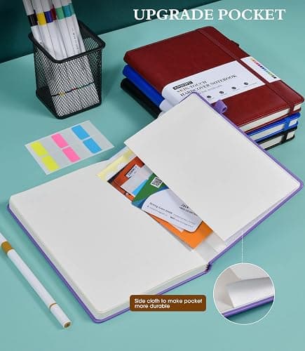 Ansopu Lined Journal Notebook for Writing, A5 100 GSM Thick Paper, Leather Hardcover Journal for Woman Men, Travel Journal Diary 160 Pages(5.75'' X 8.38''Purple) thumbnail 7