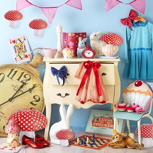 Mushroom Paper Lanterns 6 Pcs Mushroom Hanging Paper Lanterns 3 Size Paper Lantern Bedroom for Alice in Wonderland Themed Birthday Baby Shower Fairy Theme Party Decorations thumbnail 5