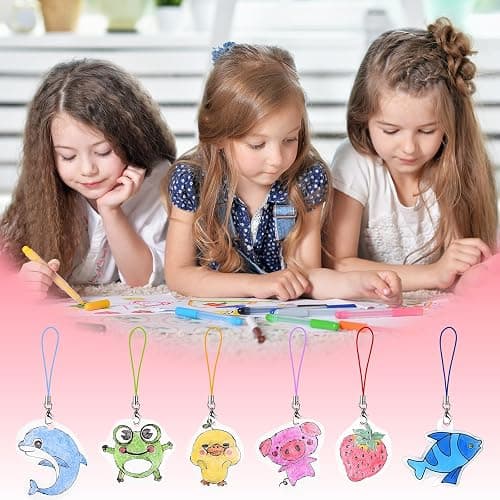 ASTARON Printable Shrinking Plastic Sheets Kit, 10 Pcs A4 Size Blank Heat Shrinking Film Art Paper, Hole Punch and 40 Lanyards, Shrink Keychain Jewelry Making Accessories Craft Supplies thumbnail 7