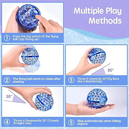 Amiline 2 Packs Flying Orb Ball Toy 2025, Boomerang Hover Ball Cosmic Globe, Galaxy Flying Spinner for 6 7 8 9 10 11 12+ Year Old Kids Boys Girls Adult(Red&Blue) thumbnail 3