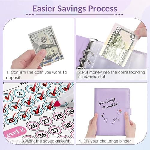 Sooez 100 Envelopes Money Saving Challenge, Savings Challenges Book with Envelopes & Challenge Tracker, Motivational Process to Save $5050, Money Saving Binder 100 Pocket Pre-numbered, Christmas Gifts thumbnail 5