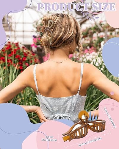 4 PCS Bow Hair Clips Bow Claw Clip for Women Nonslip Large Hair Claw Clips for Thin and Thick Hair Strong Hold Hair Bows (Light Brown+Light Pink+Khaki+Gray) thumbnail 2
