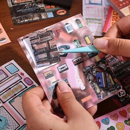 2PCS Girl's Japanese Retro Sticker Book, Food and Daily Life Theme - 500+ Cute Old Showa Style Foodie Stickers, for DIY Scrapbooking Journaling Handbook Decoration thumbnail 5