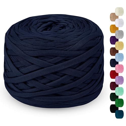 LEREATI Fettuccia per Borse a Uncinetto 285g/100m Cordino per Borse Uncinetto, Filato Cordoncino per Cestini, Tappeti, Fai da Te, Decorazioni, Artigianato (Blu Scuro) - Image 1