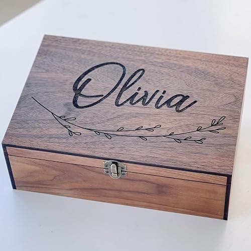 Wooden Keepsake Memory Decorative Box - Personalized Christmas Gift for Wedding, Men, Mens, Kids for Keep Memories for Him Her Boyfriend Girlfriend Brother Sister Best friends Couple, Bride, Groom thumbnail 8