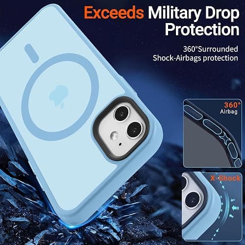 Yriklso Strong Magnetic Case for iPhone 11 [Compatibilty with MagSafe] Protective Shockproof Cover Phone Case for iPhone 11 6.1" Sierra Blue - Matte Sierra Blue thumbnail 4