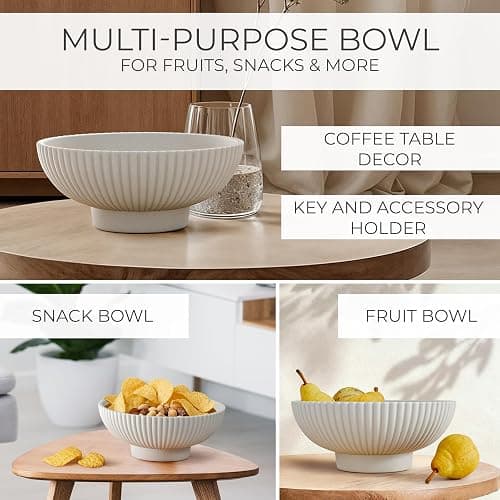 KIBAGA Decorative Concrete Fruit Bowl for Kitchen or Table - Large Key Bowl | Elevates Your Modern Farmhouse Home, Showcasing Fruit or Seasonal Centerpieces in Style thumbnail 4