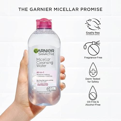 Garnier Micellar Water, Hydrating Facial Cleanser & Makeup Remover, Suitable for Sensitive Skin, Vegan, Cruelty Free, 13.5 Fl Oz (400mL), 2 Count thumbnail 6
