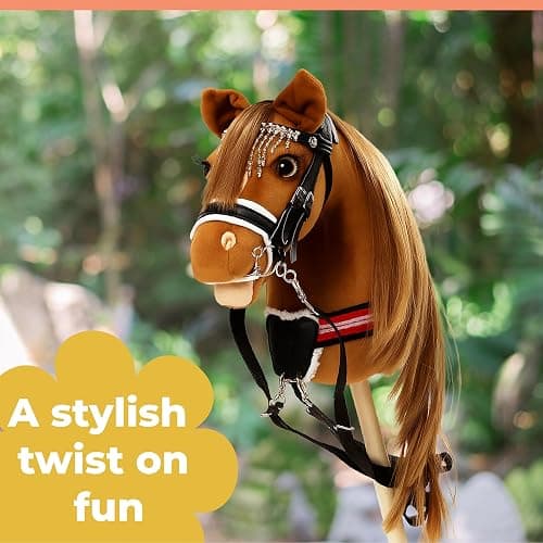 Panduro Hobby Horse Accessories Headband with Beautiful Hanging Rhinestones for Horse and Hobby Horses - Black thumbnail 6