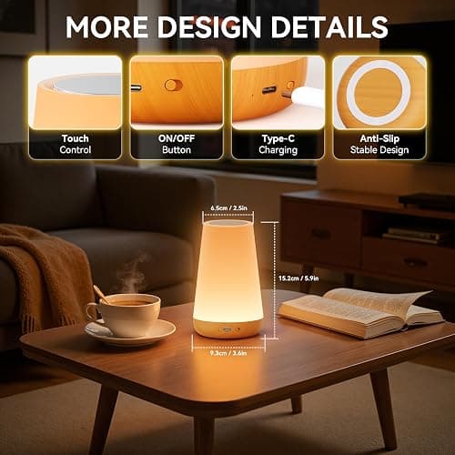 Auxmir Lampe de Chevet, Veilleuse d'allaitement Nuit, Veilleuse Bébé Tactile avec 13 Couleurs RGB, 2500mAh Rechargeable USB, Lampe de Chevet sans Fil Télécommande pour Chambre Eanfant Salon Camping thumbnail 9