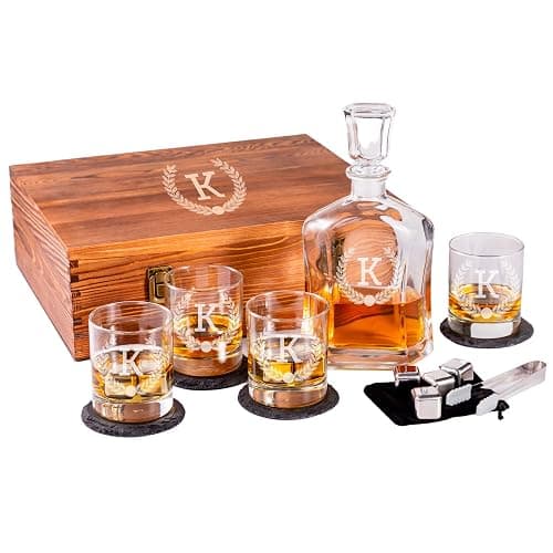 Personalized Whiskey Decanter Set, Whiskey Decanter Sets for Men, Customized Gifts for Men, Whisky Decanter Sets, Bourbon Decanter Set, Engraved Custom Scotch Glasses Liquor Lovers for Christmas - Image 1