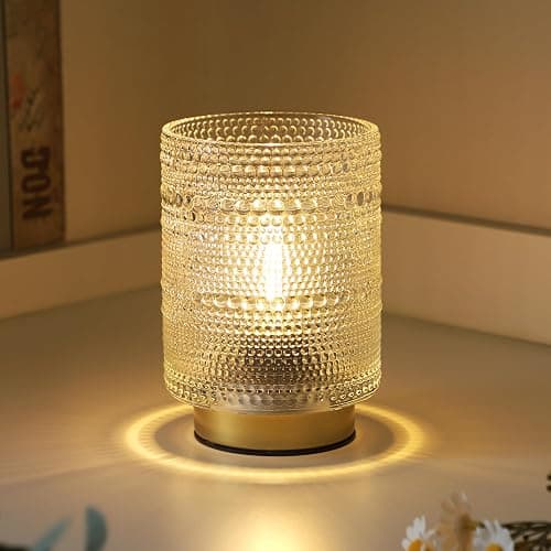 Small Battery operated Lamp with Timer for Bedside/Coffee Table/Book shelf Decor,Cordless Aesthetic Lamps with Warm Moody Lighting for Home Decor/Dorm/Bathroom/ Patio/Entryway/Cubicle Decor(Clear) - Image 1