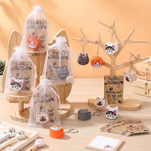 Gerrii 24 Sets 3D Fidget Keychains with Inspirational Cards Bulk 3D Press Stress Relief Sensory Keychain Gifts Employee Appreciation Positive Gifts for Coworkers Teacher (Colourful,Cat) thumbnail 2