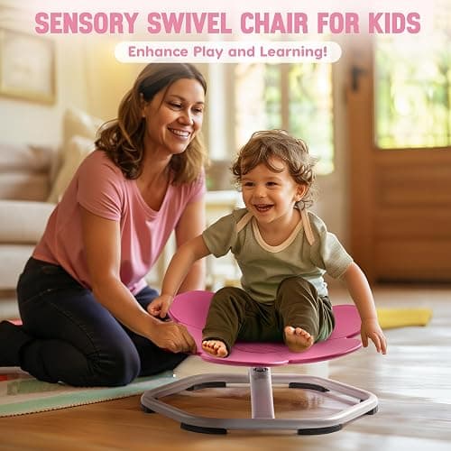 ROBUD Kids Sensory Swivel Chair, Kids Swivel Chair | with Non-Slip Design, Training Body Coordination, Flower Shape Wobble Chair, No Assembly, Pink thumbnail 2