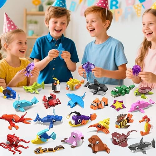 HOGOKIDS 30 Pack Animals Party Favors for Kids, 824PCS Mini Marine Animal Building Block Sets for Goodie Bags Filler Classroom Prizes, Easter Basket Stocking Stuffer Birthday for Boys Girls 6+ thumbnail 6