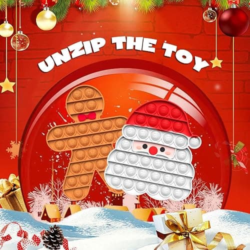 2 Pack Christmas Pop Poppet It Fidget Toys Set - Santa & Gingerbread Man, Christmas Eve Box Party Bag Stocking Fillers for Kids Gifts for Boys Girls Baby Xmas Popit Sensory Toy Game thumbnail 9