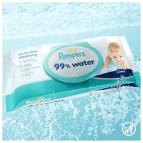 Pampers 99% Water Baby Wipes Plastic Free, 12 Packs of 60 Wipes = 720 Baby Wet Wipes, Light Lotion with 99% Water thumbnail 2
