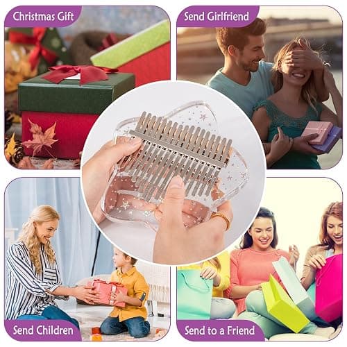 LUCKIPLUS Cute Kalimba Thumb Piano 17 Keys-Star Crystal Acrylic Finger Piano-Portable Mbira Musical Instruments Cute Christmas Gift with Tune Hammer and Study Instruction for Adults Beginners thumbnail 7