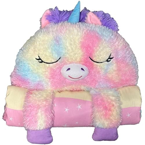 Happy Nappers 2-in-1 Pillow & Sleepy Sack Dreamy the Unicorn 54x20 Medium | Plush animal opens into a cozy sleeping bag for kids age 3+. 54 x 20 inch soft play character for travel and sleepovers thumbnail 9