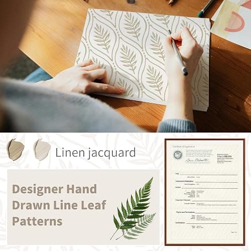 BGment Beige Linen Curtains for Living Room, French Country Leaf Jacquard Botanical Pattern Cottage Core Boho Vintage Grommet Light Filtering Semi Sheer Linen Curtains, 2 Panels, 52 x 84 Inch thumbnail 4
