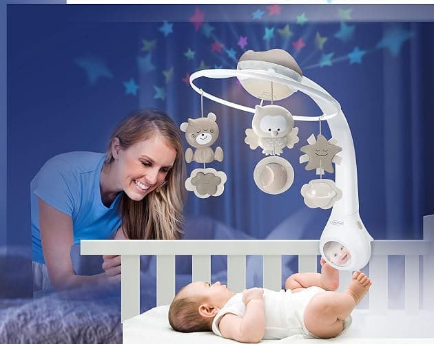 Infantino Mobile Musical 3-en-1, Mobile Transformable en Projecteur et en Veilleuse avec Mode Réveil, 6 Mélodies Intégrées et 4 Sons Nature, Gris thumbnail 2
