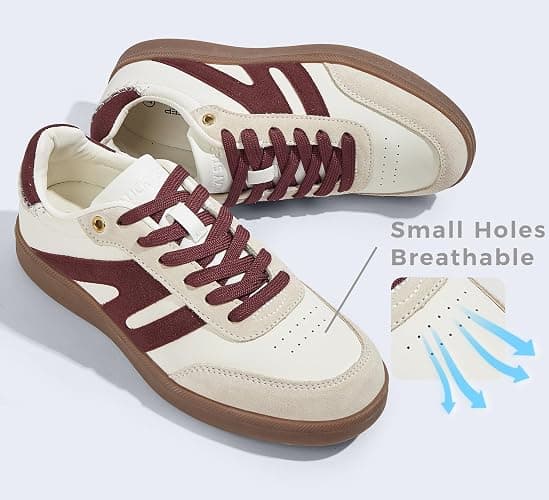LUCKY STEP Women Classic Retro Gum Sole Fashion Sneakers Casual Tennis Skate Shoe Genuine Leather Walking Footwear Anti Slip Trainers thumbnail 5