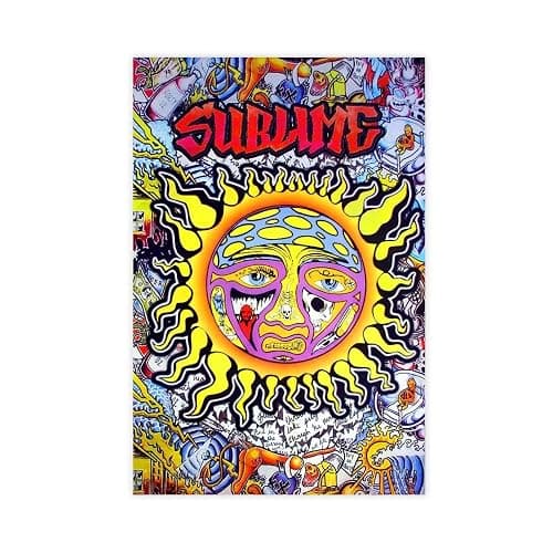 Music Sublime Posters Personality of The Sun Canvas Art Poster Poster Wall Art Decor Print Picture Paintings for Living Room Bedroom Decoration Unframe 12x18inch - Image 1