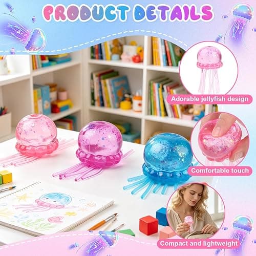 Jellyfish Squishy, Jellyfish Design Squeeze Stress Ball, Sensory Toy with a Super Solid Squish for Adult,Squeeze Toys for Anxiety and Stress Relief, Party Gifts (DarkRed) thumbnail 4