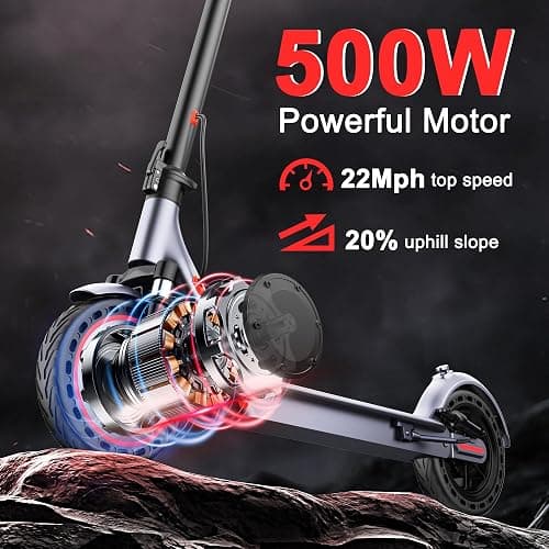 Maxshot Electric Scooter, 8.5" /10" /14" Tire, 16/19/22 Mph Top Speed, 12/16/21/27/28/49/50 Miles Long Range, Folding Escooter for Adults and Kids with Seat Bag, Dual Braking, Dual Suspension, App thumbnail 3