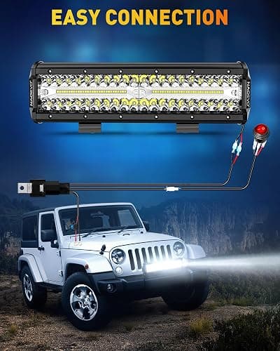 NAOEVO 12 inch LED Light Bar, 300W 30000LM LED Offroad/Driving/Fog Lights LED Bar with Wiring Harness Kit, Spot Flood LED Work Lights for Truck UTV ATV Golf Cart Boat, 1 Pc (White) thumbnail 8