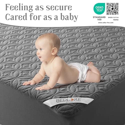 BEDLORE Waterproof Mattress Protector, Twin XL Size Mattress Pad with Deep Pocket 6"-15" Depth, Soft Breathable Dirt-Proof Bed Mattress Cover for Bedroom, College Dorm (Gray) thumbnail 7