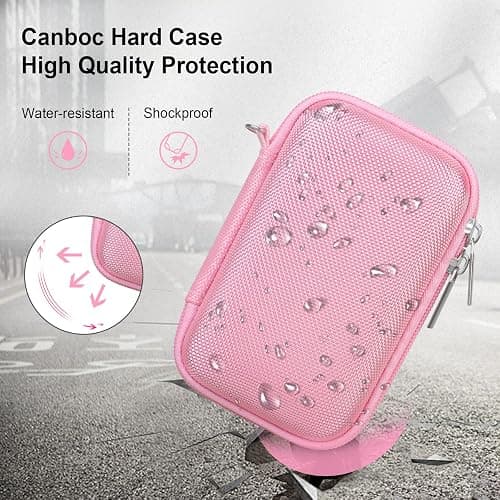Canboc Camera Case for Canon PowerShot G7 X Mark III/ G7X Mark II Digital 4K Vlogging Camera, Point and Shoot 4K Video Camera Bag, Zipper Mesh Pocket fits USB Cable, Batteries, Pink thumbnail 4
