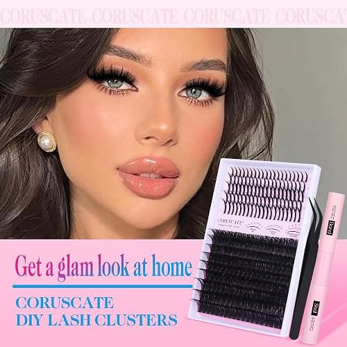 Lash Clusters Kit 100D Long Lash Spikes Lash Extension Kit Thick Eyelash Clusters Volume Individual Lashes Kit Mega Cluster Eyelash Extensions Strip Lashes DIY Spiky Lash Bond and Seal by CORUSCATE thumbnail 4