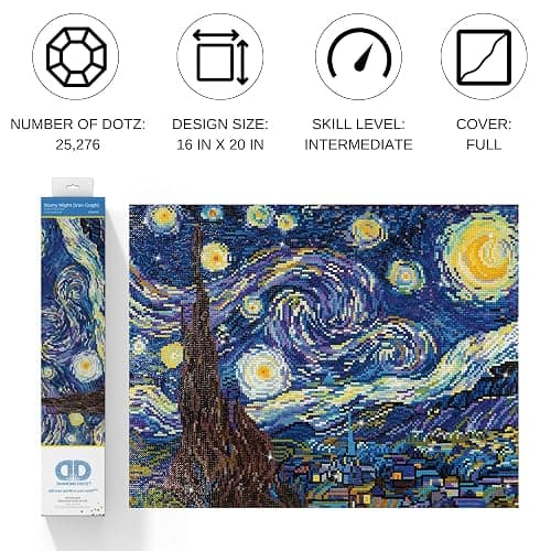 DIAMOND DOTZ Starry Night (Van Gogh) Diamond Painting Kits for Adults - Diamond Art Kits a Relaxing Creative Craft Kit with Dotz Gems 16x20 thumbnail 2