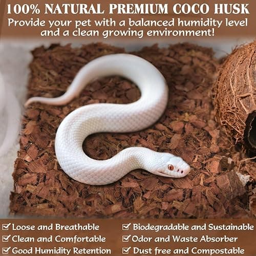 ZeeDix 10LBS Coconut Husk Chip Substrate for Reptiles, 72QT Compressed Organic Coco Coir Chips for Snake Habitat, Reptile Bedding for Ball Python, Tortoises, Geckos, Lizards Terrarium Tanks thumbnail 3