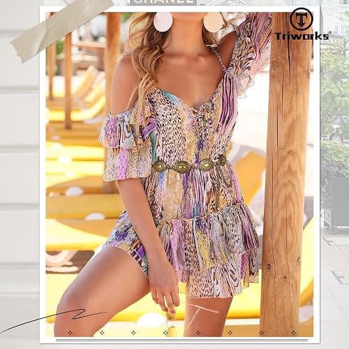 TRIWORKS Western Concho Belt for Women – Gold Chain Cowgirl Belt for Dresses, Jeans & Country Concerts thumbnail 3