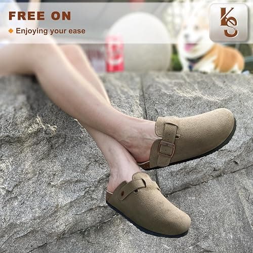 KEMISANT Women Clogs Mules Sandals Slippers Fleece Lined Upper Unisex,Memory Foam Cushioned Cork-Footbed thumbnail 7