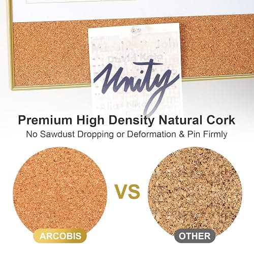 ARCOBIS Dry Erase Calendar Whiteboard Cork Board Combo, 24"x18" Magnetic White Board Calendar Dry Erase for Wall, Gold Frame Monthly Combination Board for Office, Home, School thumbnail 5