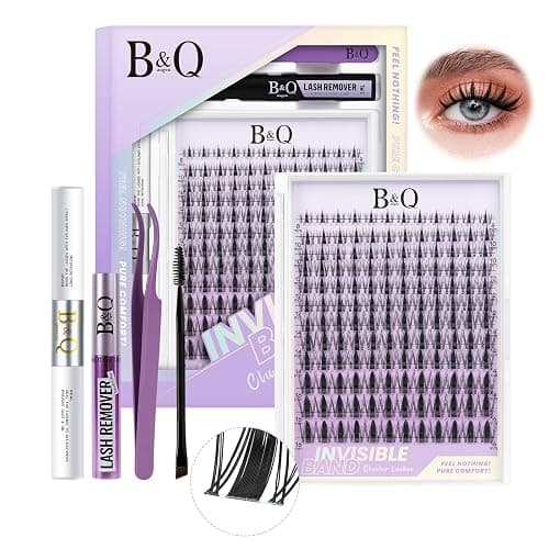 B&Q Lashes Extension Set 144PCS Unsichtbares Band Lash Clusters 8-16MIX Unsichtbare Wimpern Extensions Set 7 tage halt Fairy Style D curl Lazy Girl Wimpern Set(Fairy 8-16mix) - Image 1
