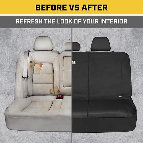 CAT Flexfit Black Rear Seat Cover for Cars, SUVs & Mid-Size Pickup Trucks - Durable 60/40 Split Rear Bench Seat Protector, Back Seat Cover, Interior Auto Accessory, Not for Full-Size Pickup Trucks thumbnail 8