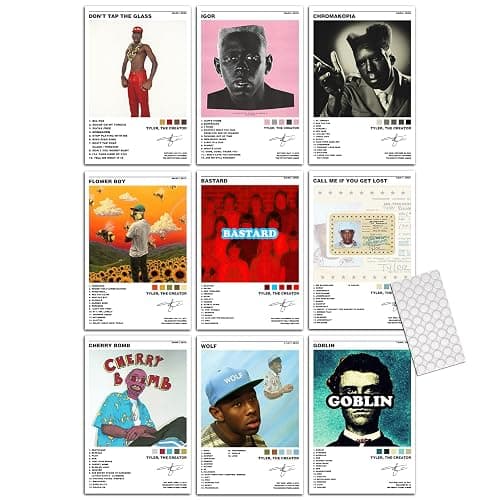 Aceolave Tyler Poster 9pcs Includes Poster Putty the Creator Rapper Music Album Cover 8x12in Unframed - Image 1