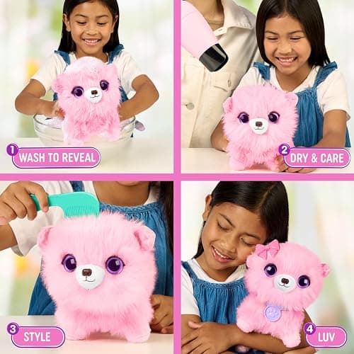 SCRUFFALUVS Pink Surprise Pet, Mystery Plush Toys, Stuffed Animals, Wash to Reveal 1 of 3 Rescue Pets: Puppy, Bunny, or Kitty - Includes 8.7" Deluxe Pet Carrier - Styles May Vary thumbnail 4