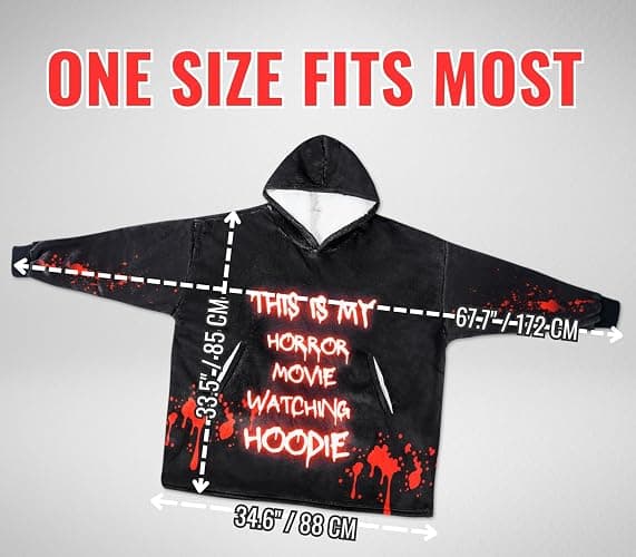 Huglanket Horror Movie Gifts for Horror Movie Lovers, Wearable Blanket Hoodies for Adults, Oversized Flannel Hooded Blankets, One Size Fits All thumbnail 6