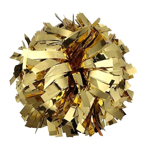 Metallic Cheerleader Cheerleading Pom Poms 6 inch 1 Pair (Gold) - Gold - Image 1