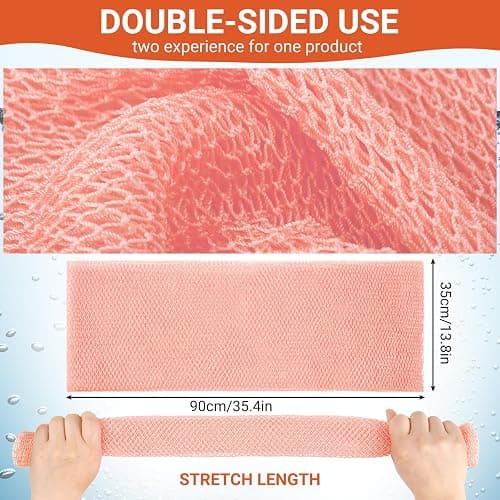 Geiserailie African Net Sponge Long Bathing Net Shower Body Scrubber Back Scrubber Skin Smoother Bathing Sponge for Daily Use or Stocking Stuffer(Light Pink) thumbnail 2